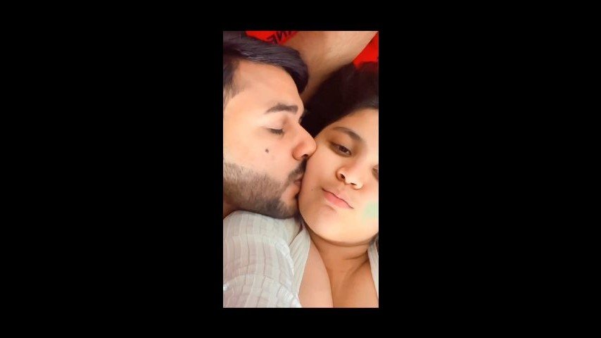 Cute young girl Smooching BF and showing her Big Boobs